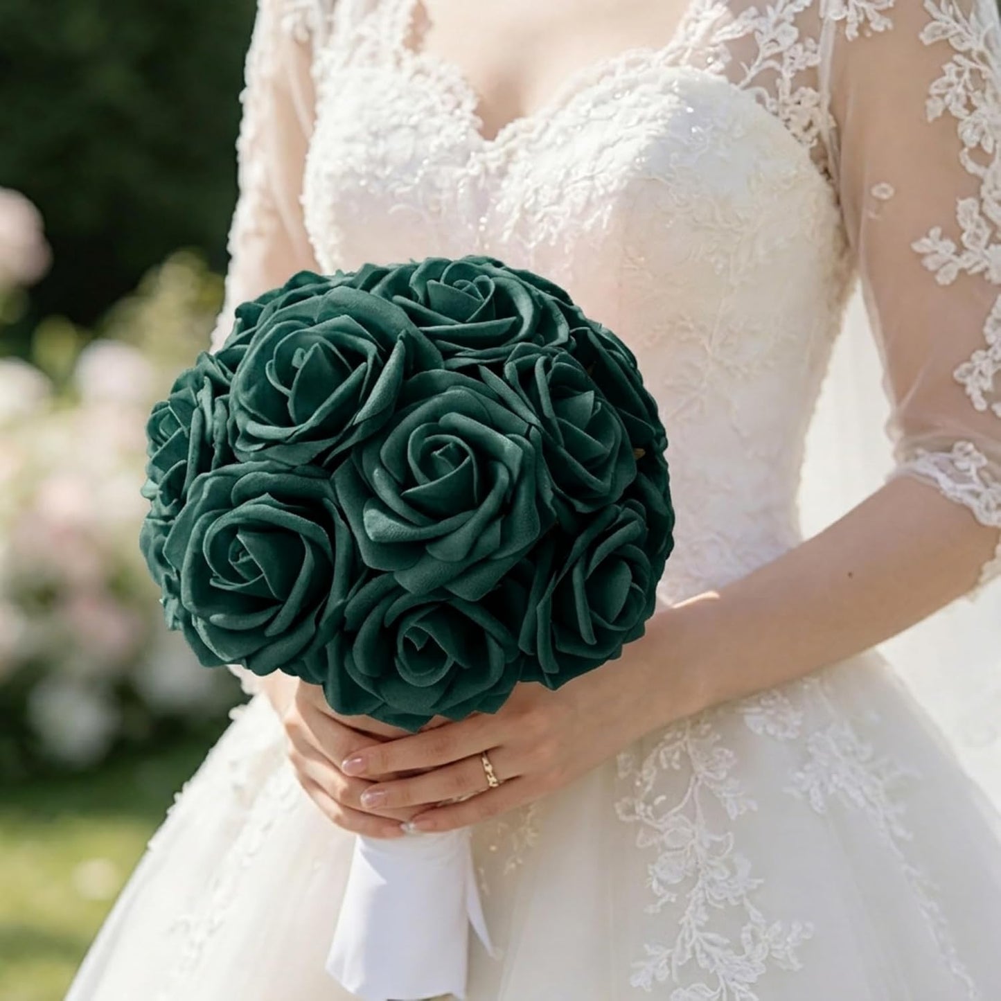 Artificial Flowers 25pcs Foam Fake Roses with Stems for DIY Wedding Bouquets Bridal Shower Centerpieces Arrangements Party Tables Valentines Day Decorations Christmas Tree （Ivory）