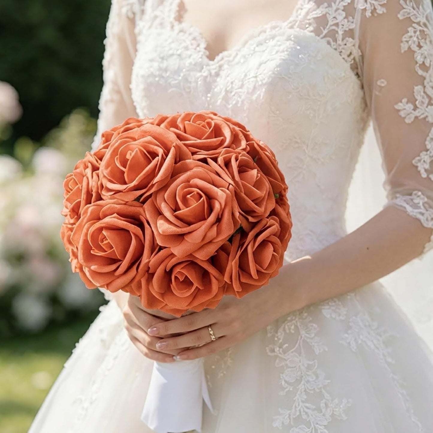 Artificial Flowers 25pcs Foam Fake Roses with Stems for DIY Wedding Bouquets Bridal Shower Centerpieces Arrangements Party Tables Valentines Day Decorations Christmas Tree （Ivory）