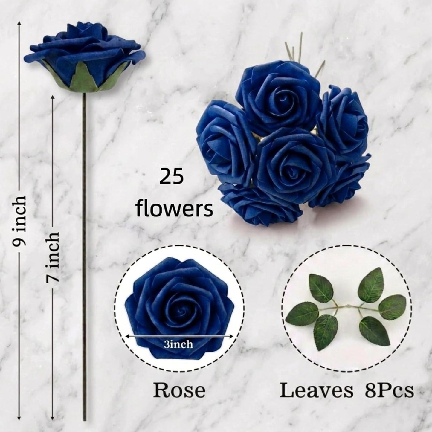 Artificial Flowers 25pcs Foam Fake Roses with Stems for DIY Wedding Bouquets Bridal Shower Centerpieces Arrangements Party Tables Valentines Day Decorations Christmas Tree （Ivory）
