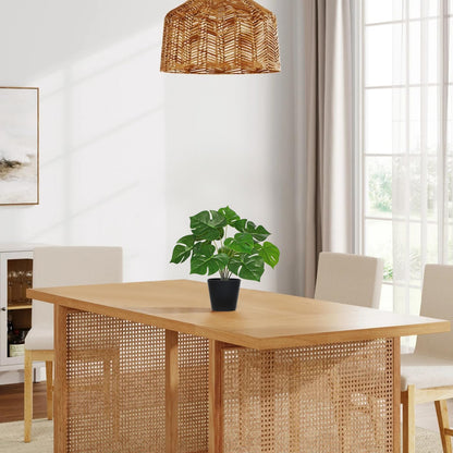 Fake Plants 11.8'' Realistic Monstera Plant Artificial Potted Indoor Plant Houseplant in Black Pot for Home Decor Wedding Centerpiece Dining Table Farmhouse, Green Leaves