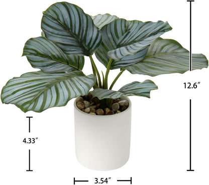 Fake Plants 11.8'' Realistic Monstera Plant Artificial Potted Indoor Plant Houseplant in Black Pot for Home Decor Wedding Centerpiece Dining Table Farmhouse, Green Leaves