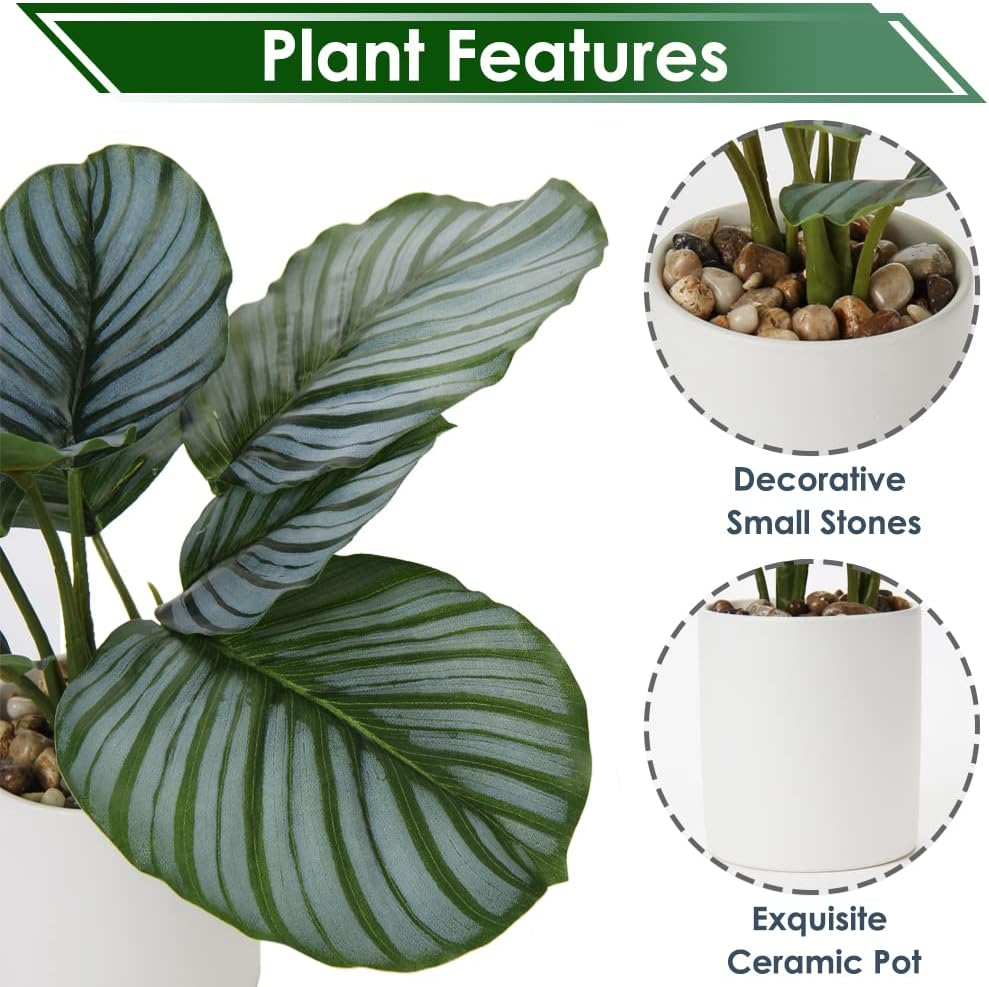 Fake Plants 11.8'' Realistic Monstera Plant Artificial Potted Indoor Plant Houseplant in Black Pot for Home Decor Wedding Centerpiece Dining Table Farmhouse, Green Leaves