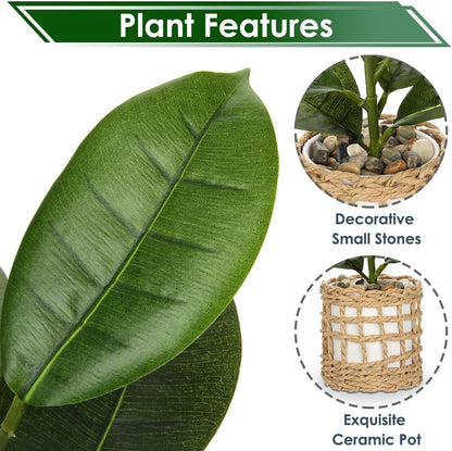 Fake Plants 11.8'' Realistic Monstera Plant Artificial Potted Indoor Plant Houseplant in Black Pot for Home Decor Wedding Centerpiece Dining Table Farmhouse, Green Leaves