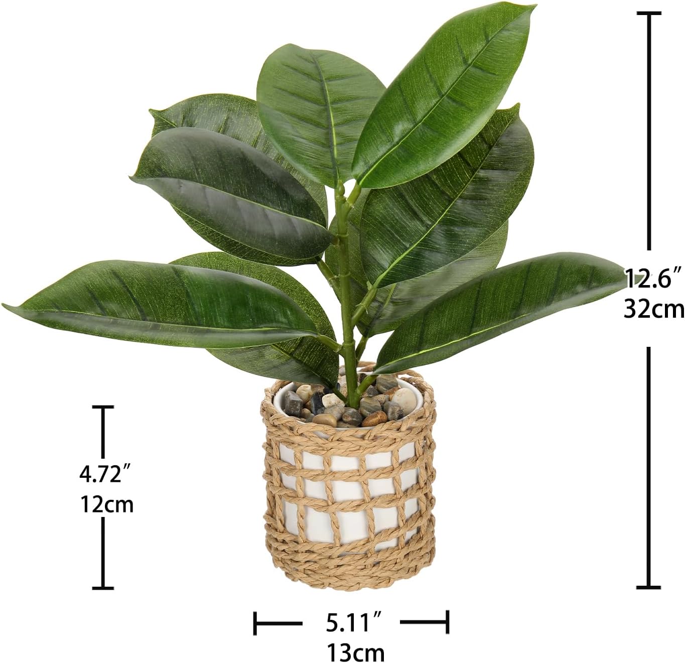 Fake Plants 11.8'' Realistic Monstera Plant Artificial Potted Indoor Plant Houseplant in Black Pot for Home Decor Wedding Centerpiece Dining Table Farmhouse, Green Leaves