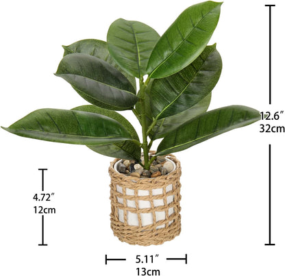 Fake Plants 11.8'' Realistic Monstera Plant Artificial Potted Indoor Plant Houseplant in Black Pot for Home Decor Wedding Centerpiece Dining Table Farmhouse, Green Leaves