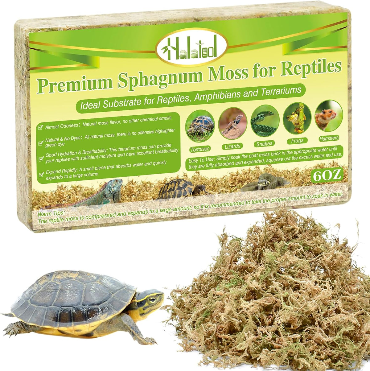 Sphagnum Moss for Reptiles, 3.5 oz Natural Terrarium Bedding Substrate