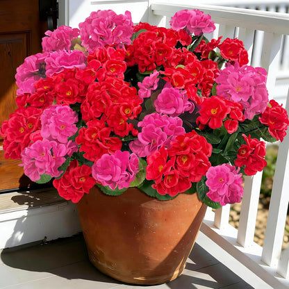 Artificial Flowers for Outdoors, 6 Pcs Red Fake Geraniums