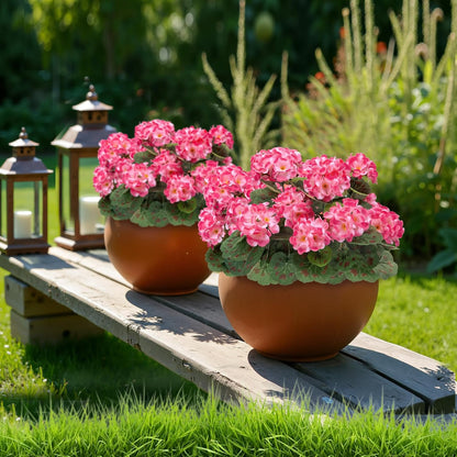 Artificial Flowers for Outdoors, 6 Pcs Red Fake Geraniums