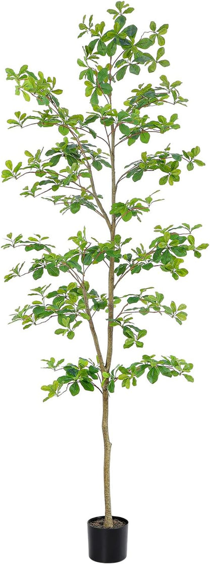 6ft Artificial Quince Leaf Tree with Realistic Trunks, 72in Faux Quince Leaf Tree with Lifelike Leaves for Garden, Home, Living Room Decor