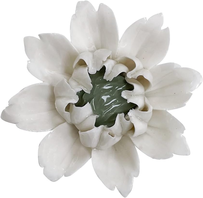 Protea, 2.76" Ceramic Flower Wall Art Décor, Artificial Flower Wall Sculpture，Handcrafted 3D Hanging Porcelain Flowers for Home，Hallway，Living Room (White) - Colors A