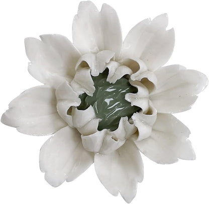 Protea, 2.76" Ceramic Flower Wall Art Décor, Artificial Flower Wall Sculpture，Handcrafted 3D Hanging Porcelain Flowers for Home，Hallway，Living Room (White) - Colors A