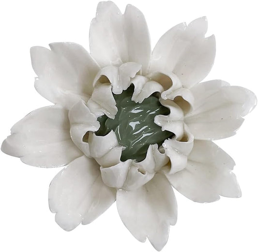 Protea, 2.76" Ceramic Flower Wall Art Décor, Artificial Flower Wall Sculpture，Handcrafted 3D Hanging Porcelain Flowers for Home，Hallway，Living Room (White) - Colors A