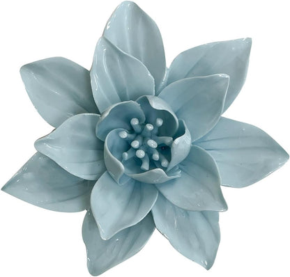 Protea, 2.76" Ceramic Flower Wall Art Décor, Artificial Flower Wall Sculpture，Handcrafted 3D Hanging Porcelain Flowers for Home，Hallway，Living Room (White) - Colors A