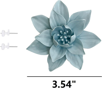Protea, 2.76" Ceramic Flower Wall Art Décor, Artificial Flower Wall Sculpture，Handcrafted 3D Hanging Porcelain Flowers for Home，Hallway，Living Room (White) - Colors A