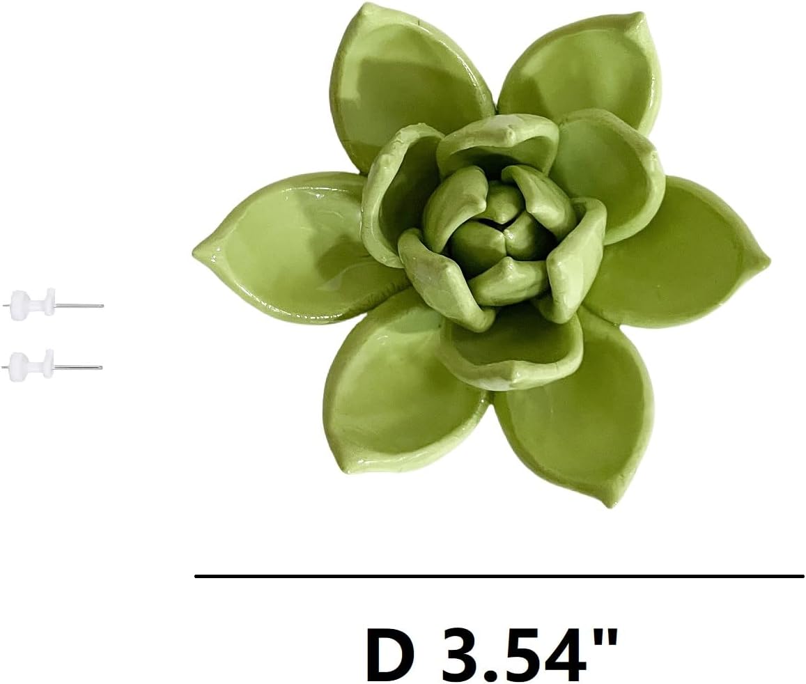 Protea, 2.76" Ceramic Flower Wall Art Décor, Artificial Flower Wall Sculpture，Handcrafted 3D Hanging Porcelain Flowers for Home，Hallway，Living Room (White) - Colors A