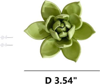 Protea, 2.76" Ceramic Flower Wall Art Décor, Artificial Flower Wall Sculpture，Handcrafted 3D Hanging Porcelain Flowers for Home，Hallway，Living Room (White) - Colors A