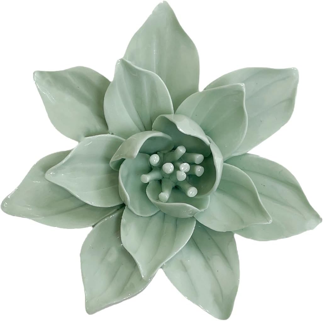 Protea, 2.76" Ceramic Flower Wall Art Décor, Artificial Flower Wall Sculpture，Handcrafted 3D Hanging Porcelain Flowers for Home，Hallway，Living Room (White) - Colors A