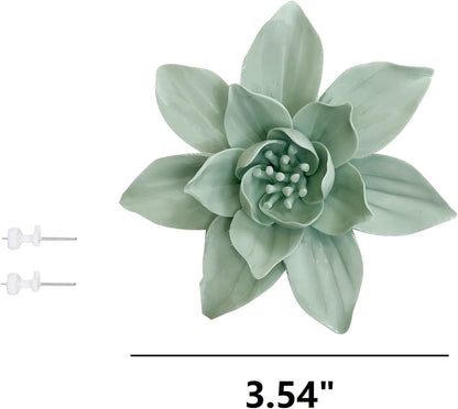 Protea, 2.76" Ceramic Flower Wall Art Décor, Artificial Flower Wall Sculpture，Handcrafted 3D Hanging Porcelain Flowers for Home，Hallway，Living Room (White) - Colors A
