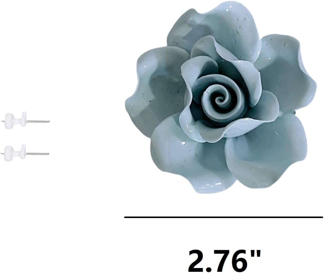 Protea, 2.76" Ceramic Flower Wall Art Décor, Artificial Flower Wall Sculpture，Handcrafted 3D Hanging Porcelain Flowers for Home，Hallway，Living Room (White) - Colors A