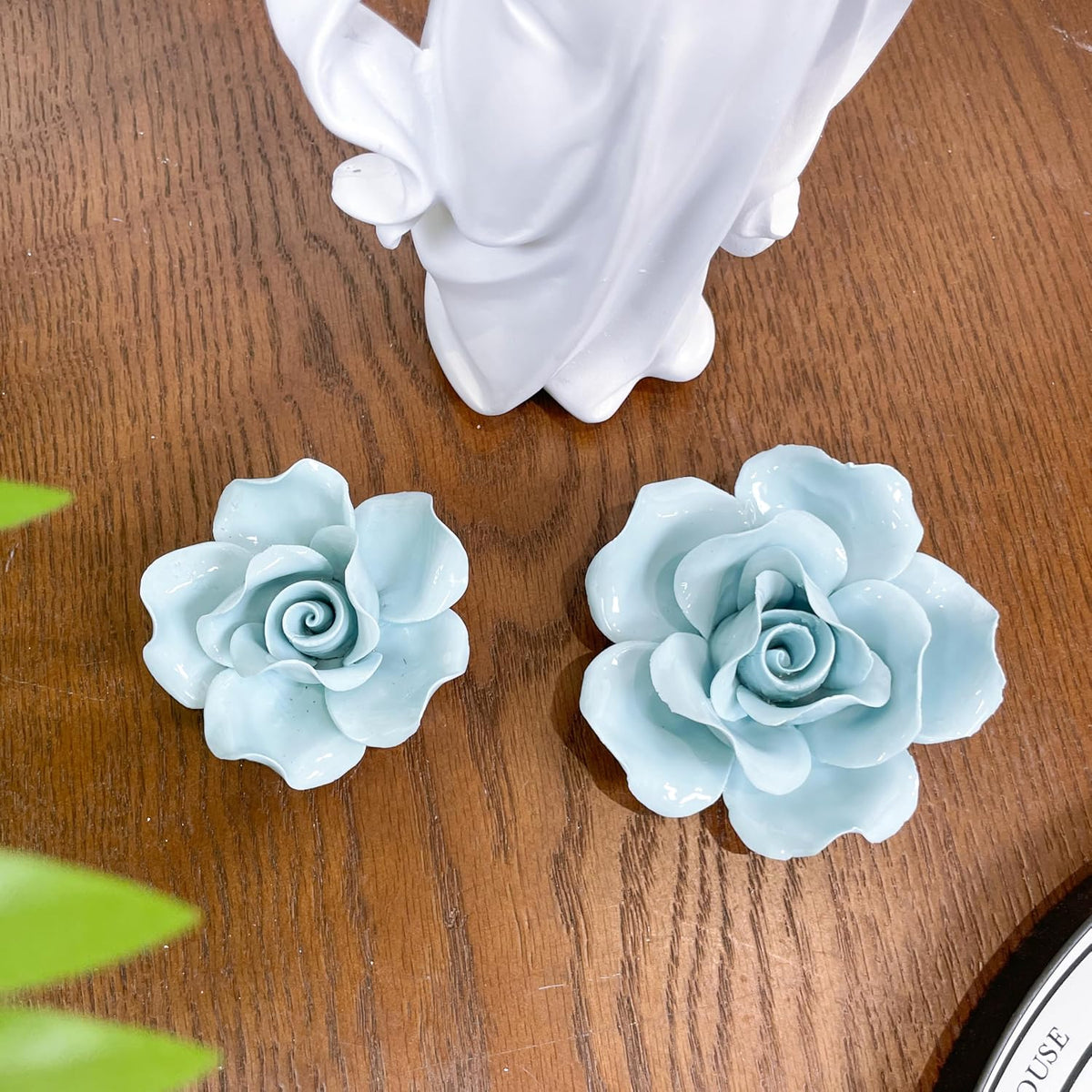 Protea, 2.76" Ceramic Flower Wall Art Décor, Artificial Flower Wall Sculpture，Handcrafted 3D Hanging Porcelain Flowers for Home，Hallway，Living Room (White) - Colors A