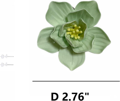 Protea, 2.76" Ceramic Flower Wall Art Décor, Artificial Flower Wall Sculpture，Handcrafted 3D Hanging Porcelain Flowers for Home，Hallway，Living Room (White) - Colors A