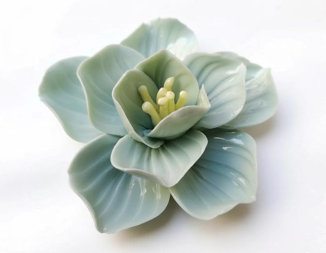 Protea, 2.76" Ceramic Flower Wall Art Décor, Artificial Flower Wall Sculpture，Handcrafted 3D Hanging Porcelain Flowers for Home，Hallway，Living Room (White) - Colors A