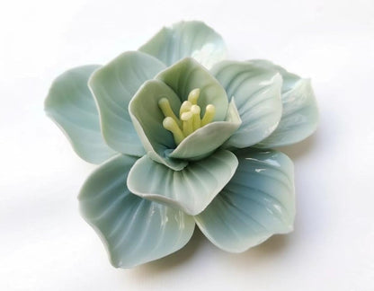 Protea, 2.76" Ceramic Flower Wall Art Décor, Artificial Flower Wall Sculpture，Handcrafted 3D Hanging Porcelain Flowers for Home，Hallway，Living Room (White) - Colors A