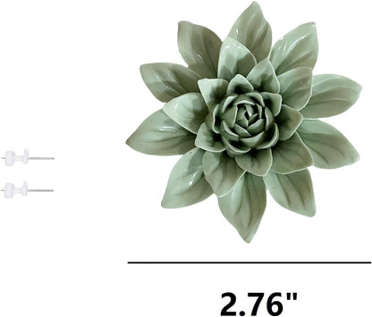 Protea, 2.76" Ceramic Flower Wall Art Décor, Artificial Flower Wall Sculpture，Handcrafted 3D Hanging Porcelain Flowers for Home，Hallway，Living Room (White) - Colors A