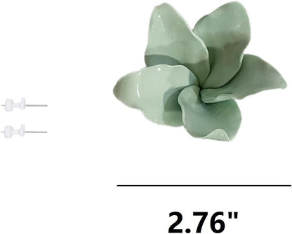 Protea, 2.76" Ceramic Flower Wall Art Décor, Artificial Flower Wall Sculpture，Handcrafted 3D Hanging Porcelain Flowers for Home，Hallway，Living Room (White) - Colors A