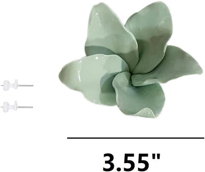 Protea, 2.76" Ceramic Flower Wall Art Décor, Artificial Flower Wall Sculpture，Handcrafted 3D Hanging Porcelain Flowers for Home，Hallway，Living Room (White) - Colors A
