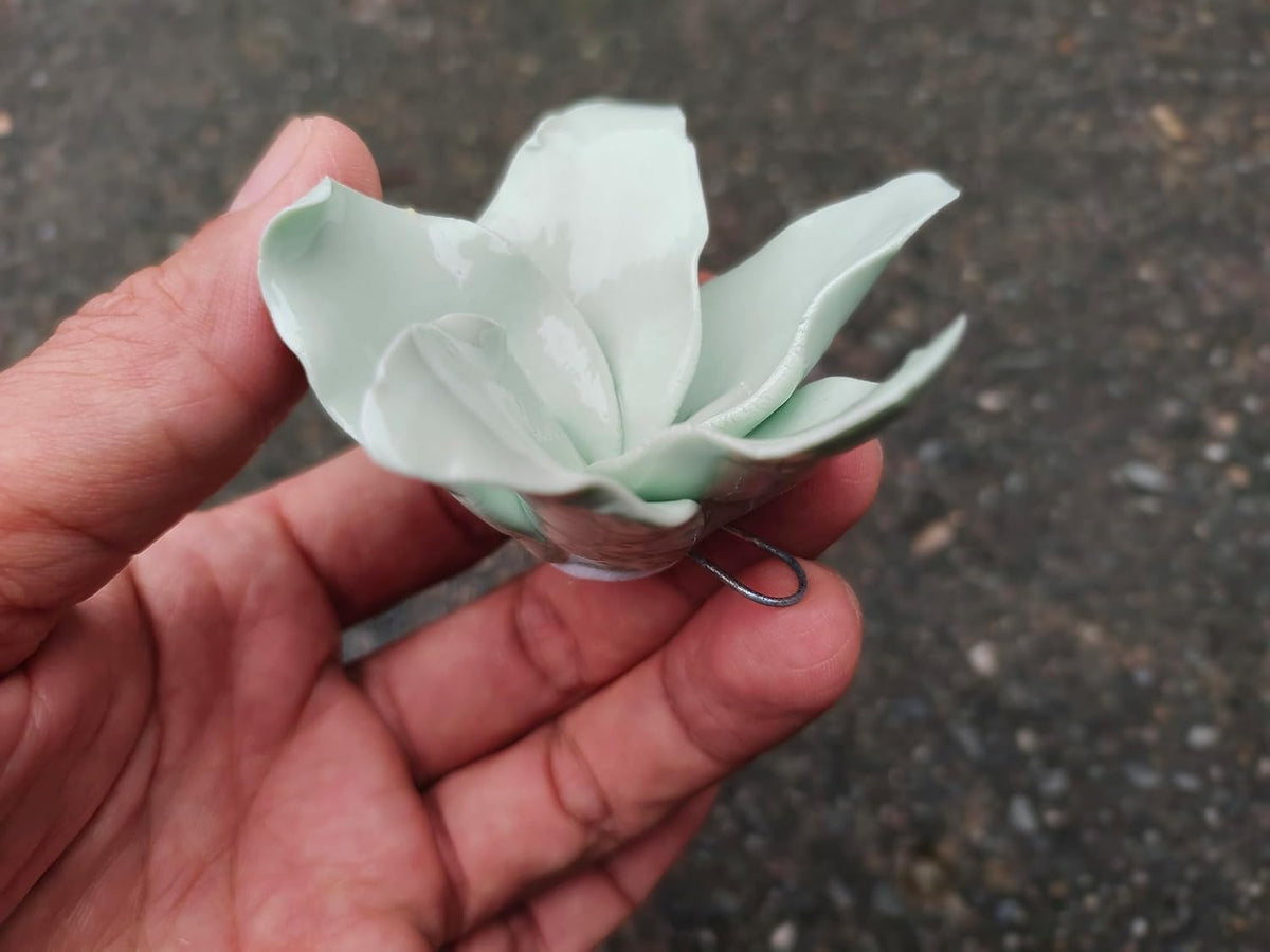 Protea, 2.76" Ceramic Flower Wall Art Décor, Artificial Flower Wall Sculpture，Handcrafted 3D Hanging Porcelain Flowers for Home，Hallway，Living Room (White) - Colors A