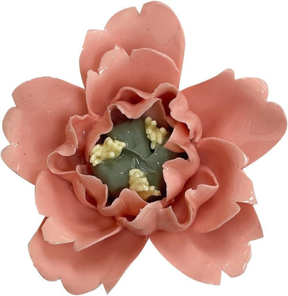 Protea, 2.76" Ceramic Flower Wall Art Décor, Artificial Flower Wall Sculpture，Handcrafted 3D Hanging Porcelain Flowers for Home，Hallway，Living Room (White) - Colors A