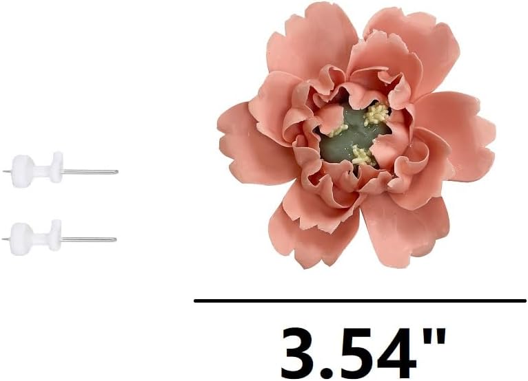 Protea, 2.76" Ceramic Flower Wall Art Décor, Artificial Flower Wall Sculpture，Handcrafted 3D Hanging Porcelain Flowers for Home，Hallway，Living Room (White) - Colors A
