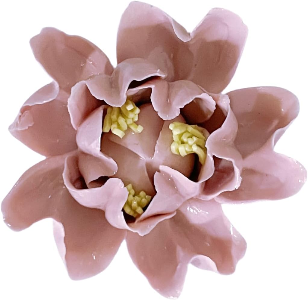 Protea, 2.76" Ceramic Flower Wall Art Décor, Artificial Flower Wall Sculpture，Handcrafted 3D Hanging Porcelain Flowers for Home，Hallway，Living Room (White) - Colors A