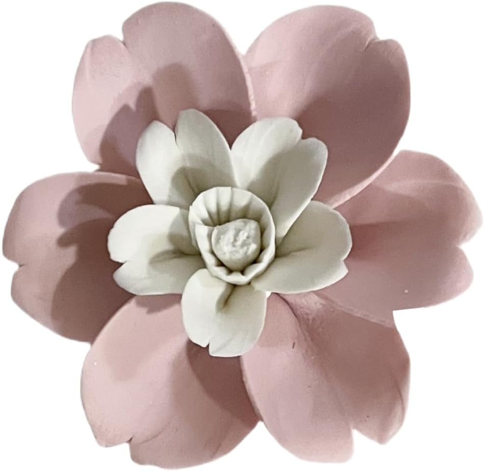 Protea, 2.76" Ceramic Flower Wall Art Décor, Artificial Flower Wall Sculpture，Handcrafted 3D Hanging Porcelain Flowers for Home，Hallway，Living Room (White) - Colors A