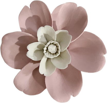 Protea, 2.76" Ceramic Flower Wall Art Décor, Artificial Flower Wall Sculpture，Handcrafted 3D Hanging Porcelain Flowers for Home，Hallway，Living Room (White) - Colors A