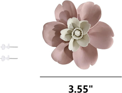 Protea, 2.76" Ceramic Flower Wall Art Décor, Artificial Flower Wall Sculpture，Handcrafted 3D Hanging Porcelain Flowers for Home，Hallway，Living Room (White) - Colors A