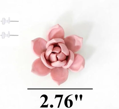 Protea, 2.76" Ceramic Flower Wall Art Décor, Artificial Flower Wall Sculpture，Handcrafted 3D Hanging Porcelain Flowers for Home，Hallway，Living Room (White) - Colors A