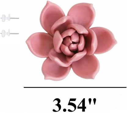 Protea, 2.76" Ceramic Flower Wall Art Décor, Artificial Flower Wall Sculpture，Handcrafted 3D Hanging Porcelain Flowers for Home，Hallway，Living Room (White) - Colors A