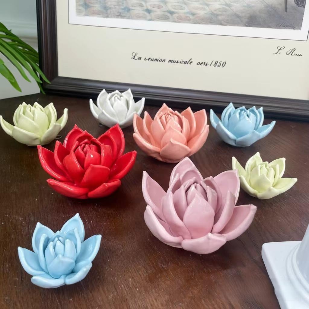 Protea, 2.76" Ceramic Flower Wall Art Décor, Artificial Flower Wall Sculpture，Handcrafted 3D Hanging Porcelain Flowers for Home，Hallway，Living Room (White) - Colors A