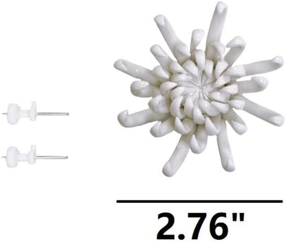 Protea, 2.76" Ceramic Flower Wall Art Décor, Artificial Flower Wall Sculpture，Handcrafted 3D Hanging Porcelain Flowers for Home，Hallway，Living Room (White) - Colors A