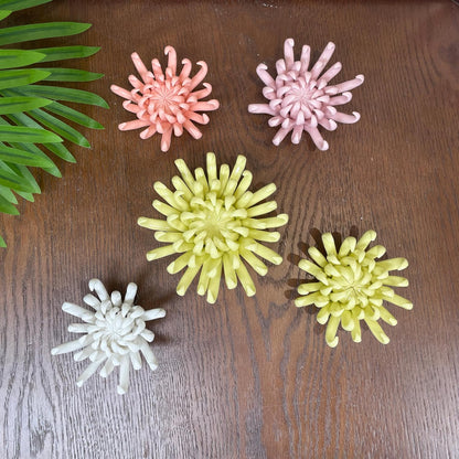 Protea, 2.76" Ceramic Flower Wall Art Décor, Artificial Flower Wall Sculpture，Handcrafted 3D Hanging Porcelain Flowers for Home，Hallway，Living Room (White) - Colors A