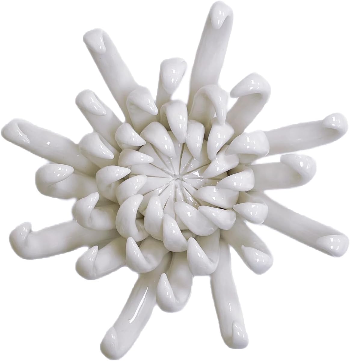 Protea, 2.76" Ceramic Flower Wall Art Décor, Artificial Flower Wall Sculpture，Handcrafted 3D Hanging Porcelain Flowers for Home，Hallway，Living Room (White) - Colors A