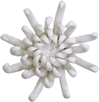 Protea, 2.76" Ceramic Flower Wall Art Décor, Artificial Flower Wall Sculpture，Handcrafted 3D Hanging Porcelain Flowers for Home，Hallway，Living Room (White) - Colors A