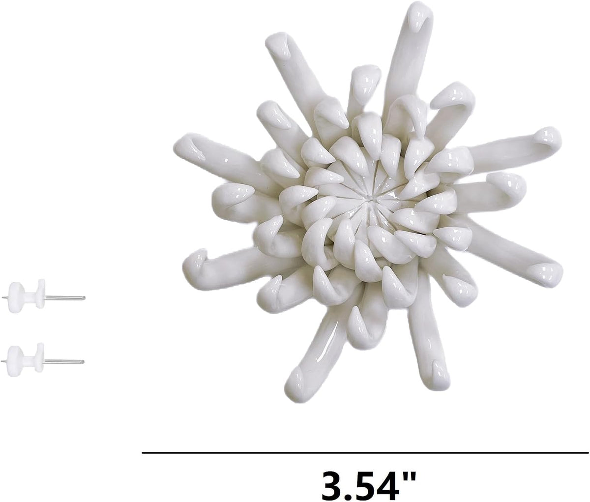 Protea, 2.76" Ceramic Flower Wall Art Décor, Artificial Flower Wall Sculpture，Handcrafted 3D Hanging Porcelain Flowers for Home，Hallway，Living Room (White) - Colors A