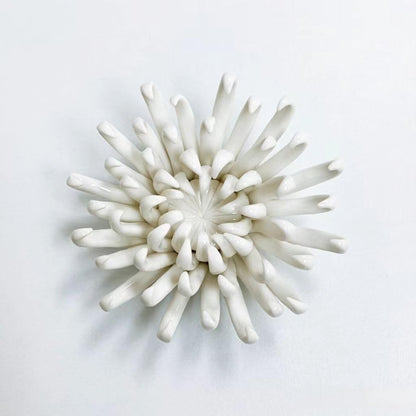 Protea, 2.76" Ceramic Flower Wall Art Décor, Artificial Flower Wall Sculpture，Handcrafted 3D Hanging Porcelain Flowers for Home，Hallway，Living Room (White) - Colors A