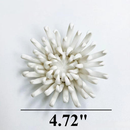 Protea, 2.76" Ceramic Flower Wall Art Décor, Artificial Flower Wall Sculpture，Handcrafted 3D Hanging Porcelain Flowers for Home，Hallway，Living Room (White) - Colors A