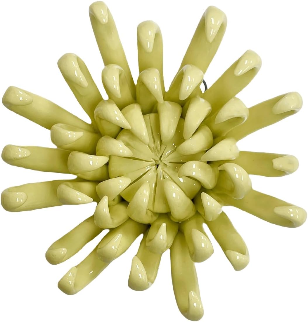 Protea, 2.76" Ceramic Flower Wall Art Décor, Artificial Flower Wall Sculpture，Handcrafted 3D Hanging Porcelain Flowers for Home，Hallway，Living Room (White) - Colors A