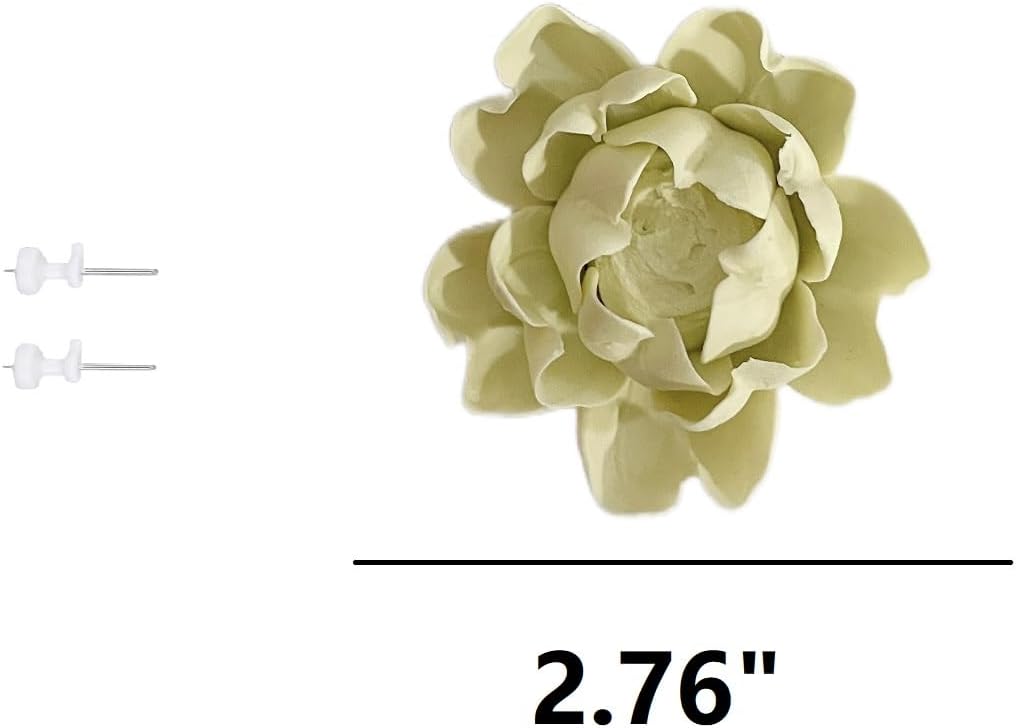Protea, 2.76" Ceramic Flower Wall Art Décor, Artificial Flower Wall Sculpture，Handcrafted 3D Hanging Porcelain Flowers for Home，Hallway，Living Room (White) - Colors A
