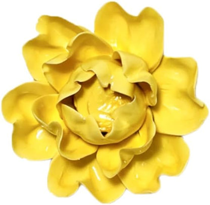 Protea, 2.76" Ceramic Flower Wall Art Décor, Artificial Flower Wall Sculpture，Handcrafted 3D Hanging Porcelain Flowers for Home，Hallway，Living Room (White) - Colors A